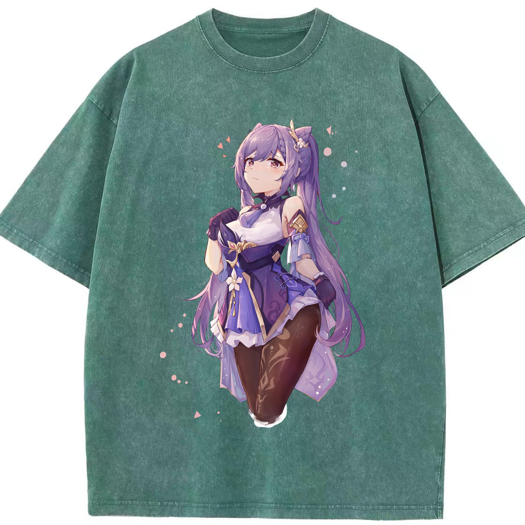 げんし神 刻晴 こくせい genshin Kokusei 綿100% ヴィンテージ風 半袖Tシャツ（フロントプリント）